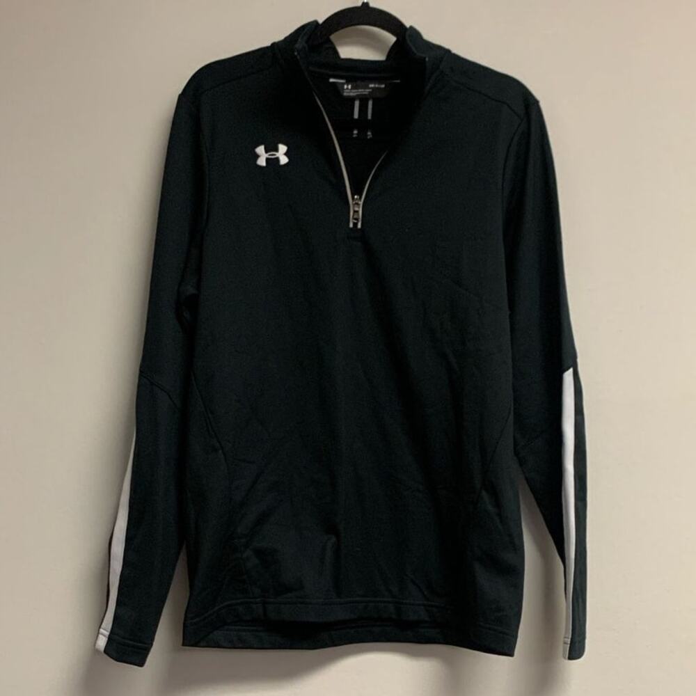 Under Armour Men's SMALL Qualifier Quarter Zip Pullover, Black / White - Picture 2 of 6
